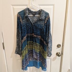 Citron Santa Monica Silk Button Down Tunic